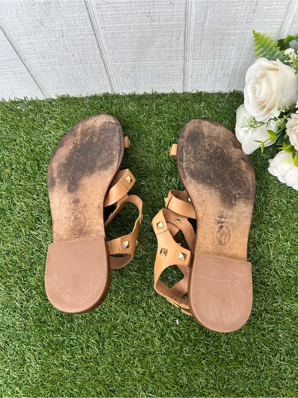 ASH womens Pacific Flat Sandal tan size 40 US 10 gently used - Picture 16 of 16